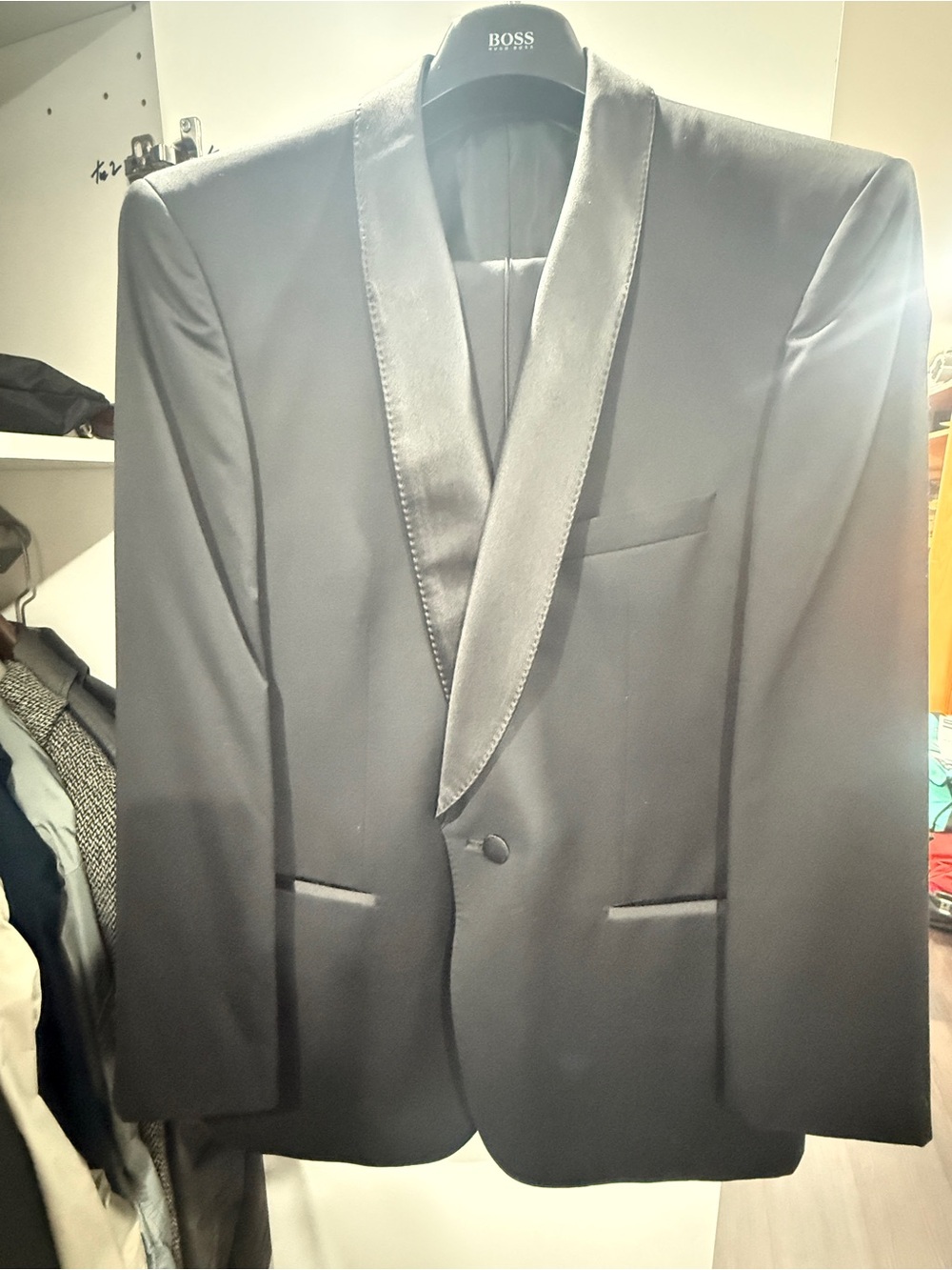 BOSS Black Shawl Collar Satin-Trim Tuxedo Jacket